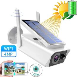 Caméra extérieure sans fil 4MP Caméras de sécurité Wifi Surveillance vidéo Smart Home Ip Cctv Panneau solaire caché Protection de survie L230619