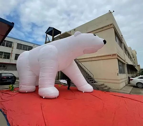 Videurs gonflables blancs de 4 m, ours polaire, ballon d'extérieur, Animal pour tente de décoration d'événements en ville