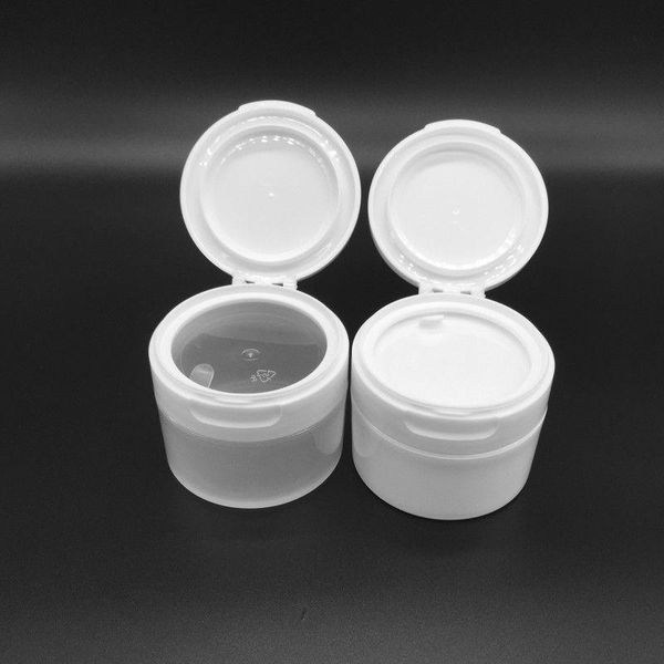 4 oz 120 g / ml Recargable Plástico Blanco Maquillaje Vacío Tarro Pot con tapa interior Flip Crema facial de viaje / Loción / Contenedor de almacenamiento de cosméticos PP Bjcqp