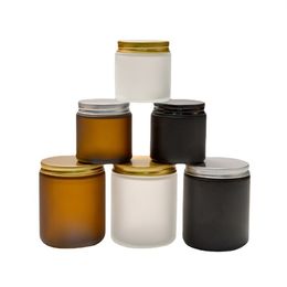 4oz 5oz 8oz helder amberkleurige lege glazen kaarspotten ronde kaarscontainers met metalen deksels