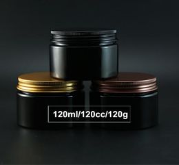 4oz lege zwarte huisdier cosmetica crème brede mondcontainer met gouden aluminium schroefdeksel 120 ml cosmetisch poeder