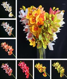 4p Artificiel Latex Cymbidium Orchid Flowers 10 têtes Real Touch Good Quality Phalaenopsis Orchid pour le mariage Flower décoratif14354962