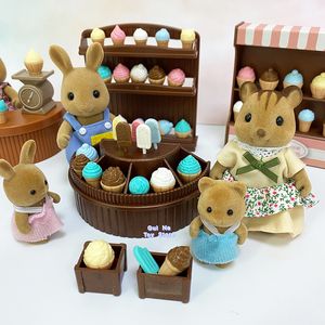 4pc 1/12 Miniature Dollhouse Meubels Accessoires Set Plush Dolls Forest Critters Rabbit Rendier Family Toy For Girl Christmas 220622