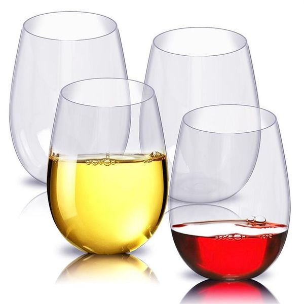 4pc / ensemble verre à vin en plastique incassable incassable PCTG verres à vin rouge tasses tasses réutilisables transparents jus de fruits tasse à bière Y191E