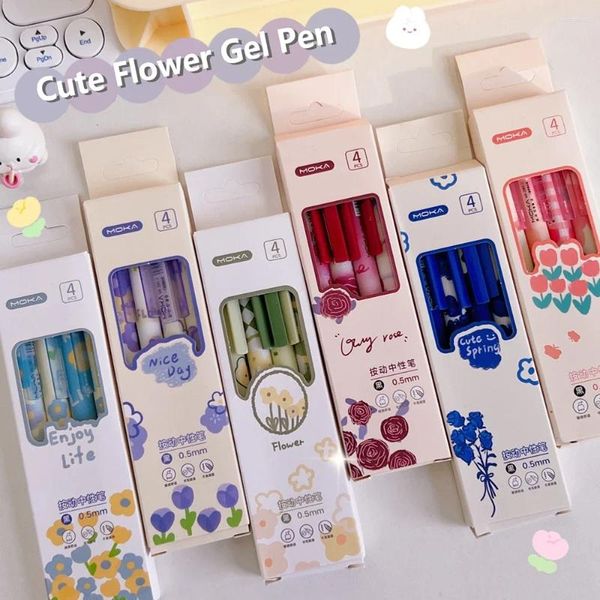 4pcs 0,5 mm Modèle de dessin animé Gel Pen Student Writing Signature Stationery Office School Supplies