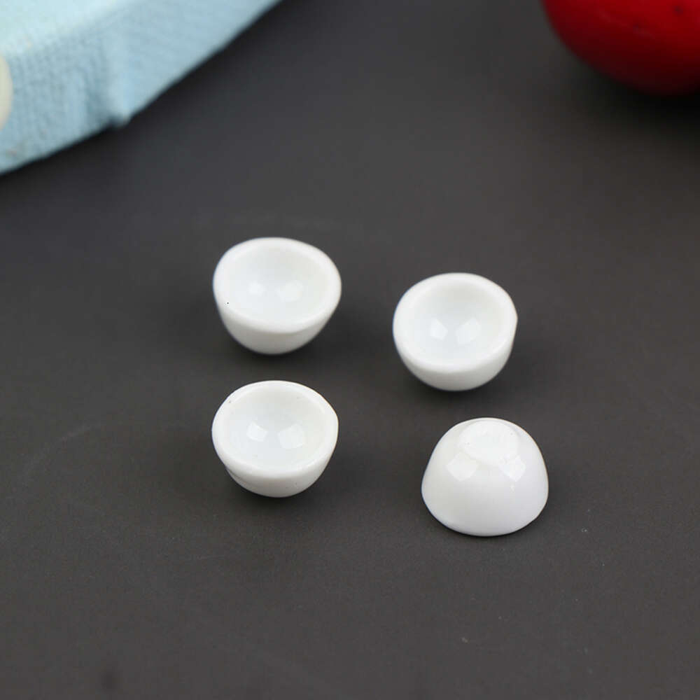 4pcs 1:12 Dollhouse Miniature White Ceramic Bowls Cups Model Kitchen Furniture Accessories For Doll House Decor Toys