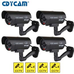 4 stks (1 tas) nep dummy camera waterdichte cctv camera outdoor indoor dummy nep camera nacht led licht videobewaking