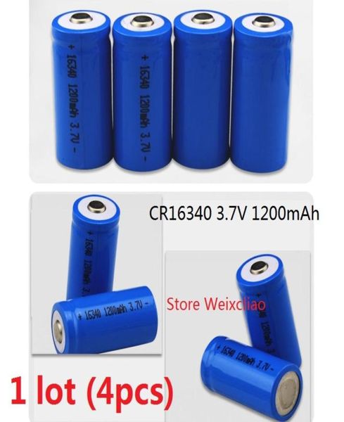 4 Uds 1 lote 16340 CR123A 37 V 1200mAh batería recargable de iones de litio baterías de iones de litio de 37 voltios 1591584