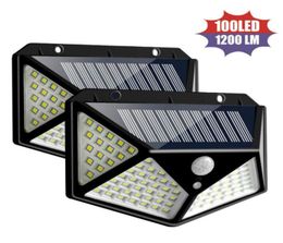 4pcs 100 LED SOLAR POWER MUR LEUR PIR PIR MOTION DE MODE 3 MODE D'ÉCLAIRAGE LAMPE SOLAIRE EMPRÉPER DU JAMDE STREET LUMIÈRE CORRIDOR LAMPE9030738