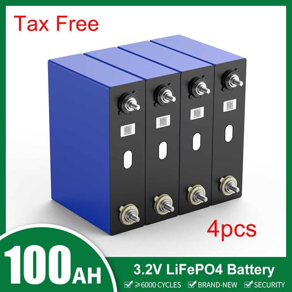 4PCS 100AH ​​3.2V LIFEPO4 Batterie Rechargeable Lithium Ion Battery Deep Lifcycles Cellules pour EV RV Boat Solar Home Energy Storage