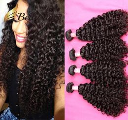 4pcs 11A Virgin Hair Bundle Brésilien Indien Péruvien Non Transformé Cheveux Humains Armure Bouclée Vague Couleur Naturelle Peut être teint à 613 Bel7651064