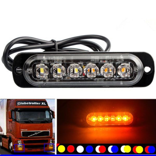 4 pièces 12-24V camion voiture 6 LED Flash stroboscopique voyant d'avertissement d'urgence clignotant pour voiture véhicule moto