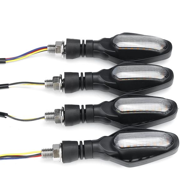 4 pièces 12V 300LM moto LED clignotants feux coulants clignotants feux de freinage diurne universel-noir