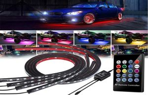 4 STKS 12 V IP65 Sfeerlicht App Controle Vloeiende Kleur RGB LED Strip Onder Auto 90 120 150 Buis Underglow Underbody Systeem Neon L5029999