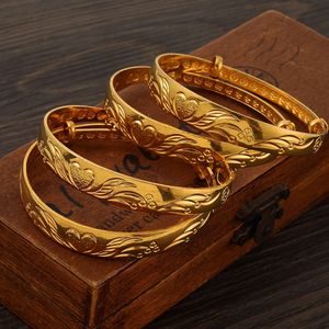 4 STKS 24 k 65 MM Dubai Vrouwen Jewerlry Midden-oosten Goud Kleur Armbanden Ethiopische Arabië Mesh Armbanden Huwelijksgeschenken 240223