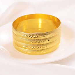 4 stks 24k gouden armband voor vrouwen goud Dubai bruid bruiloft Ethiopische armband Afrika bangle arabier sieraden gouden bedelarmband Q0717