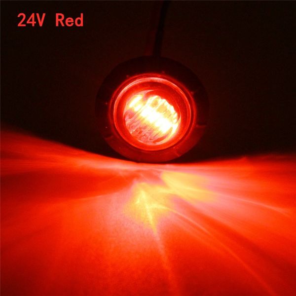 4 Uds bombillas de coche 24V rojo 3/4 pulgadas redondas LED luces de posición laterales traseras delanteras luz de liquidación impermeable para remolque de camión Universal