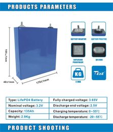 4 pièces 3.2V 135AH LifePo4 batterie rechargeable Cycle profond 100% pleine capacité bricolage 12V 24V petite réserve de marche balance cellule sans taxe