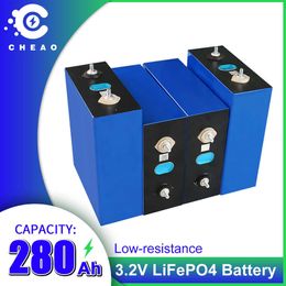 4 pièces 3.2V Lifepo4 batterie 280Ah plus de 6000 fois Cycle profond bricolage Batteries rechargeables Pack pour 12V 24V 48V RV bateau énergie solaire