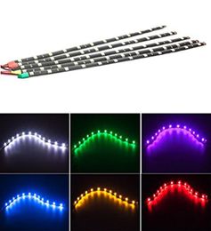 4 pièces 30CM 5050 12SMD DC12V bande lumineuse LED étanche pour la décoration extérieure intérieure de voiture DRL lumière courante colorée 2187938