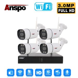 4 pièces 4CH système de caméra de sécurité sans fil Kit de caméra WiFi NVR 3MP 24 heures système de Surveillance à domicile CCTV couleur étanche