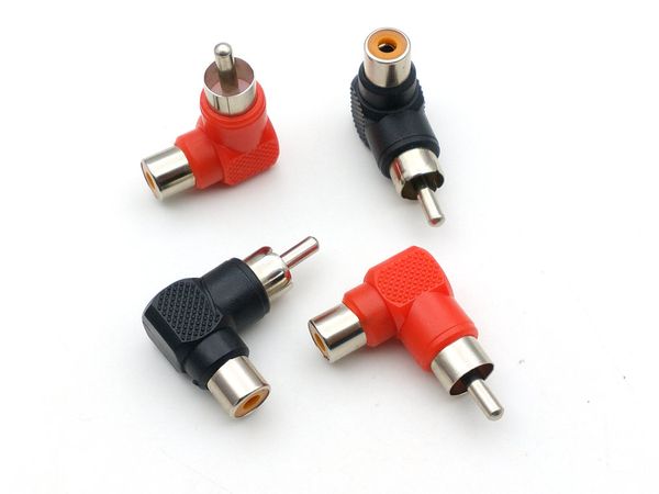 Adaptadores de enchufe de conector de ángulo recto RCA macho a hembra codo de 90 grados