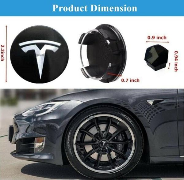 4pcs 56 mm de la rueda del automóvil Capa de la tapa cubierta de cubierta para Tesla Model 3 S X ALEA DE ALEA EMBLEMA DE ALEA EMBLEGO DEL LOGO Sticker4513620