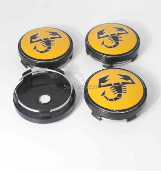 4pcs Cubierta de 60 mm Cubierta Amarillo Scropion Insignia Emblema CAR NEGRO CENTRO DE CUBIERA CUBIERA Cubierta de borde para abarth5910814