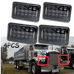 4 pièces 60W DOT approuvé 4D 5D Combo noir 4X6 pouces phares LED rectangulaires pour Kenworth T800 T400 T600 Peterbilt 357 378 379 FREIGHTLINER
