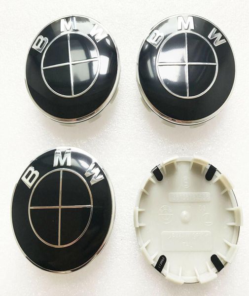 4 pièces * 68mm pour capuchons centraux de roue noirs, couvercle d'insigne d'emblème de moyeu 361367835363205840