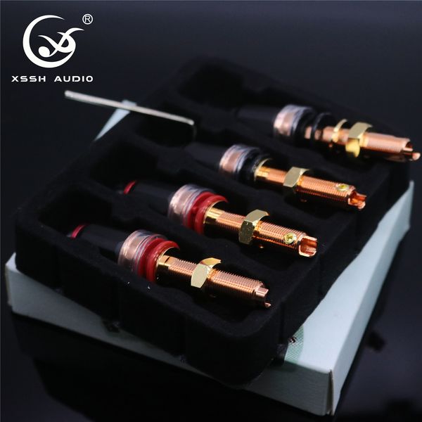 FreeShipping 4pcs 8pcs Audio HIFI Real cobre rojo Banana Plug hembra altavoz amplificador de potencia terminal largo corto poste de encuadernación