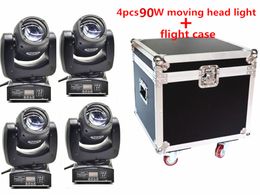 4PCS 90W et flightcase Lyre Beam Tête mobile LED 90W Projecteur Lampe mobile de haute qualité RGBW 4In1 Pour Dmx Stage Lighting Disco Dj Light