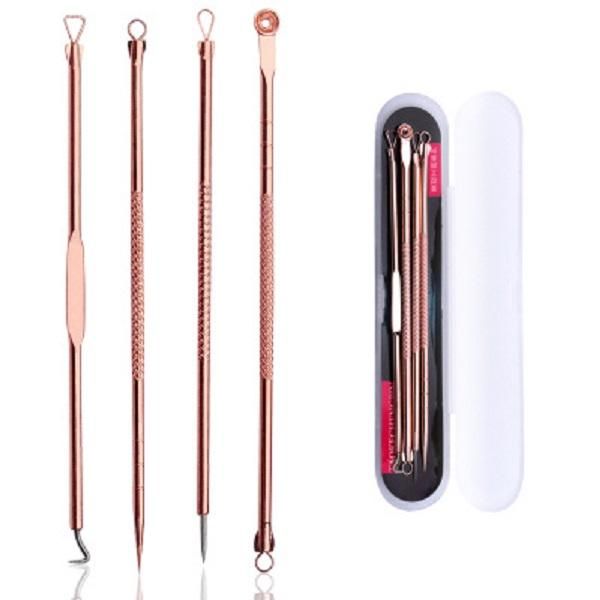 Herramientas de limpieza 4PCS un conjunto de dispositivo de limpieza profesional de doble cabeza removedor de cabeza negra limpiador de poros aguja de acné extractor de espinillas herramienta de cuidado de la piel