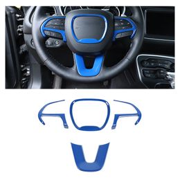 4 Uds ABS embellecedor para volante Kit de emblema pegatina decoración cubierta para Dodge Charger /Challenger 2015+ accesorios interiores azul