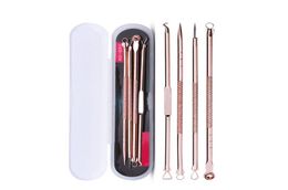 4PCS Acne Blackhead Removal Naalden Rose Gold roestvrijstalen Pimple Spot Comedone Extractor Cleaner Beauty Face Cleaning Care Care Tools8896283