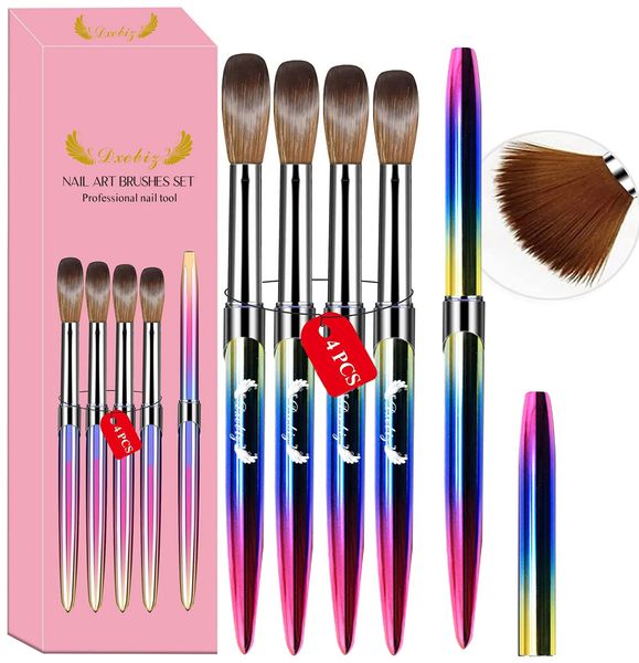 4pcs Ensemble de brosses à ongles acrylique Taille 10121416 pour les pinces d'application en poudre Extension Salon Salon de sculpture 240416