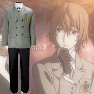 4 Uds Anime Persona 5 Cosplay Goro Akechi uniforme escolar trajes fiesta de Halloween hombres abrigo camisa corbata + pantalón trajes