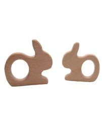 4 pièces bébé intéressant bébé fait à la main en bois naturel lapin anneau de dentition pendentif jouets bricolage cadeau douche bébé douche bracelet1355050