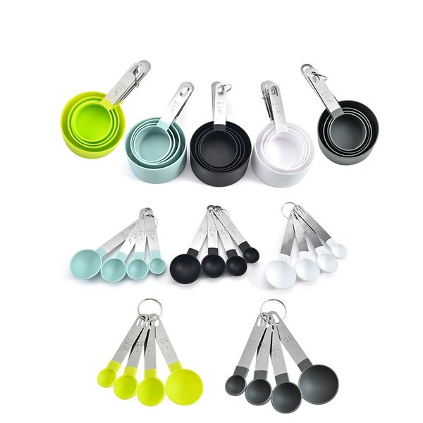 4 pièces outils de mesure de cuisson cuillère tasse/cuillère polyvalente PP accessoires de cuisson acier inoxydable/poignée en plastique gadgets de cuisine 20220110 Q2