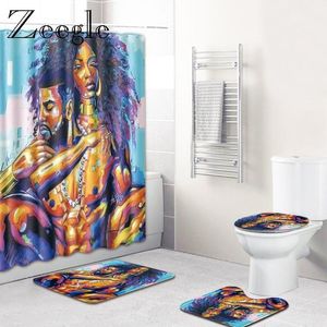 4 pièces tapis de bain ensemble Europe Style salle de bain tapis de sol tapis toilette pied tapis anti-dérapant pour salle de bain rideau de douche avec crochets1