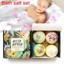 Boule de bombe de sel de bain, huile essentielle, bulle naturelle, hydratation, Relaxation, cadeau, soins de la peau, beauté, ensemble de sel de bain, 4 pièces