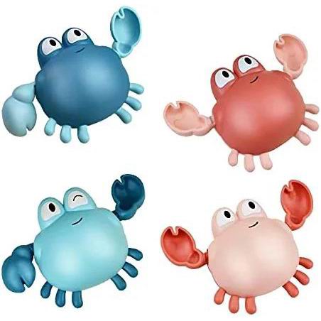 Colorful Wind-Up Crab crab bubble bath toy Set - 4 Pieces for Baby Bathtub, Pool, and Beach Fun