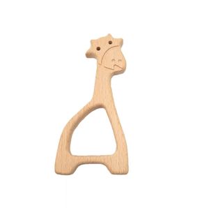 4 pièces en bois de hêtre girafe anneau de dentition en forme d'animal bébé anneaux de dentition nourrissons jouets de dentition bébé accessoires pour bébé collier Making4319671