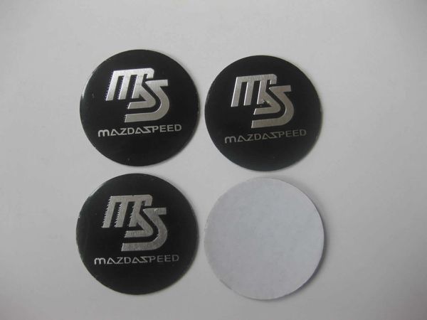 4 Unids Negro MS MazdaSpeed ​​Aleación de Aluminio Rueda de Centro de Centro Eje Tapas Etiqueta Emblema