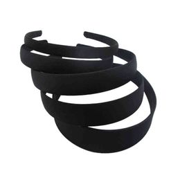 4 unids Negro Simple Bandas para el cabello ancho 1.5 2 2.5 3 4 cm DIY Joyería Scrunchie Material Tela Diadema Accesorios para el cabello semiacabado Y220301