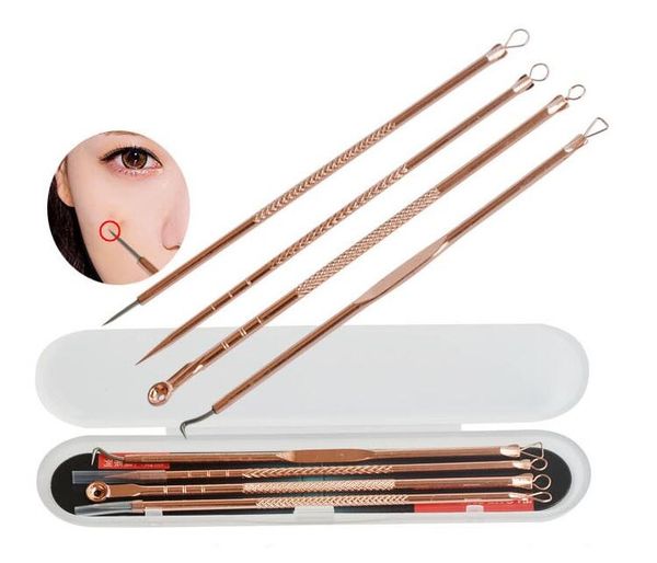 4 Unids Blackhead Pimple Blemish Extractor Remover Tools Black Head Acne Remover Needle Kit de herramientas faciales Set Maquillaje Producto para el cuidado de la piel sin DHL