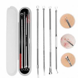 4pcs Blackhead Remover Acné Aiguille Outils Set Nettoyage du visage Points noirs Pimple Comede Extractor Pore Cleaner Produits de soins de la peau S7vy #