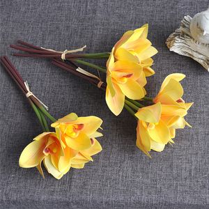 4 pièces/paquet fleur d'orchidée blanche mariage bouquet de mariée mariage latex fleurs artificielles album à faire soi-même flores artificiales décor de maison