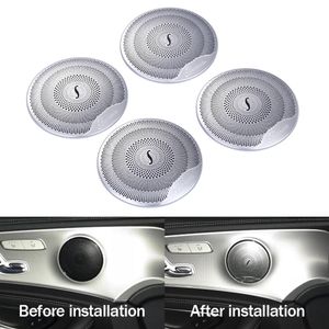 4 stks Car Audio Speaker Autodeur Luidspreker Trim Cover Voor Mercedes Benz 2015-2018 C Klasse W205 GLC 2016-2018 E-Klasse Roestvrij st289L