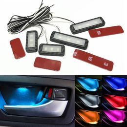 4 Uds. De iluminación de ambiente Interior para coche, Led Diy de 12v, lámpara de estilo decorativo para coche, manija de cuenco para puerta, reposabrazos, luz de ambiente